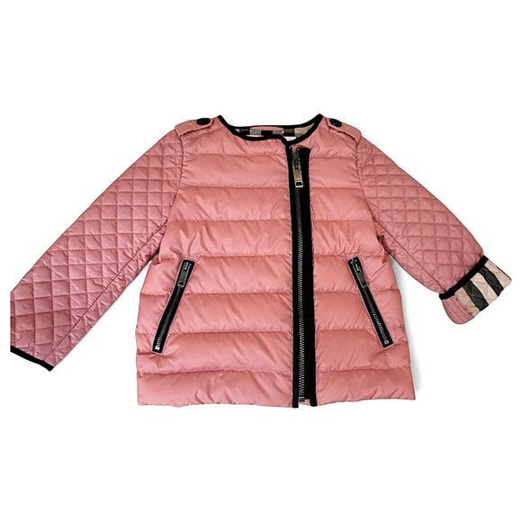 Burberry Other - Burberry Pink Down Puffer Jacket 2Y Plaid Lined Girls Coat Toddler Designer EUC